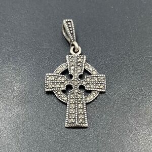 Celtic Style Christian Cross
Sterling Silver 925  Marcasite Stones Pendant